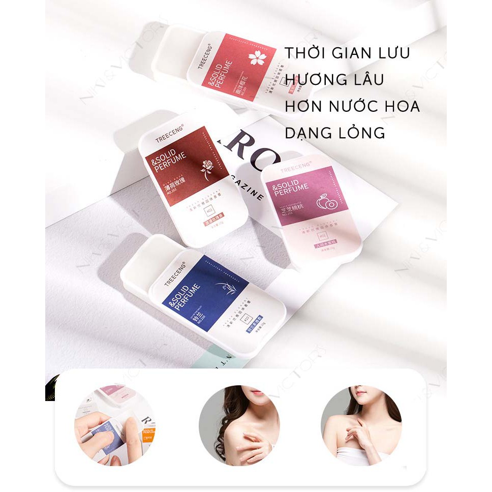 Nước Hoa Khô Dạng Sáp Không Cồn Mùi Thơm Mát Nhẹ Lưu Hương Lâu Trong Nhiều Giờ Siêu HOT