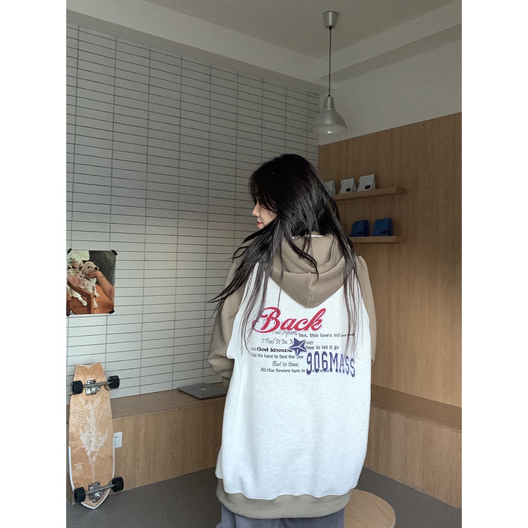 Áo khoác tay dài có khóa kéo in họa tiết phong cách Mỹ thời trang xinh xắn cho nữ