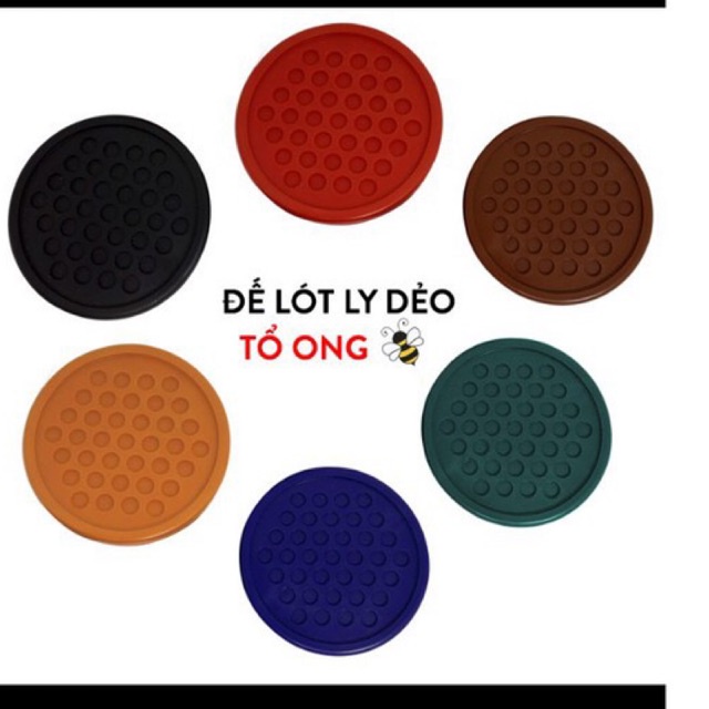 Bộ 10 Đế Lót Ly Tròn Mẫu Tổ Ong nhựa dẻo