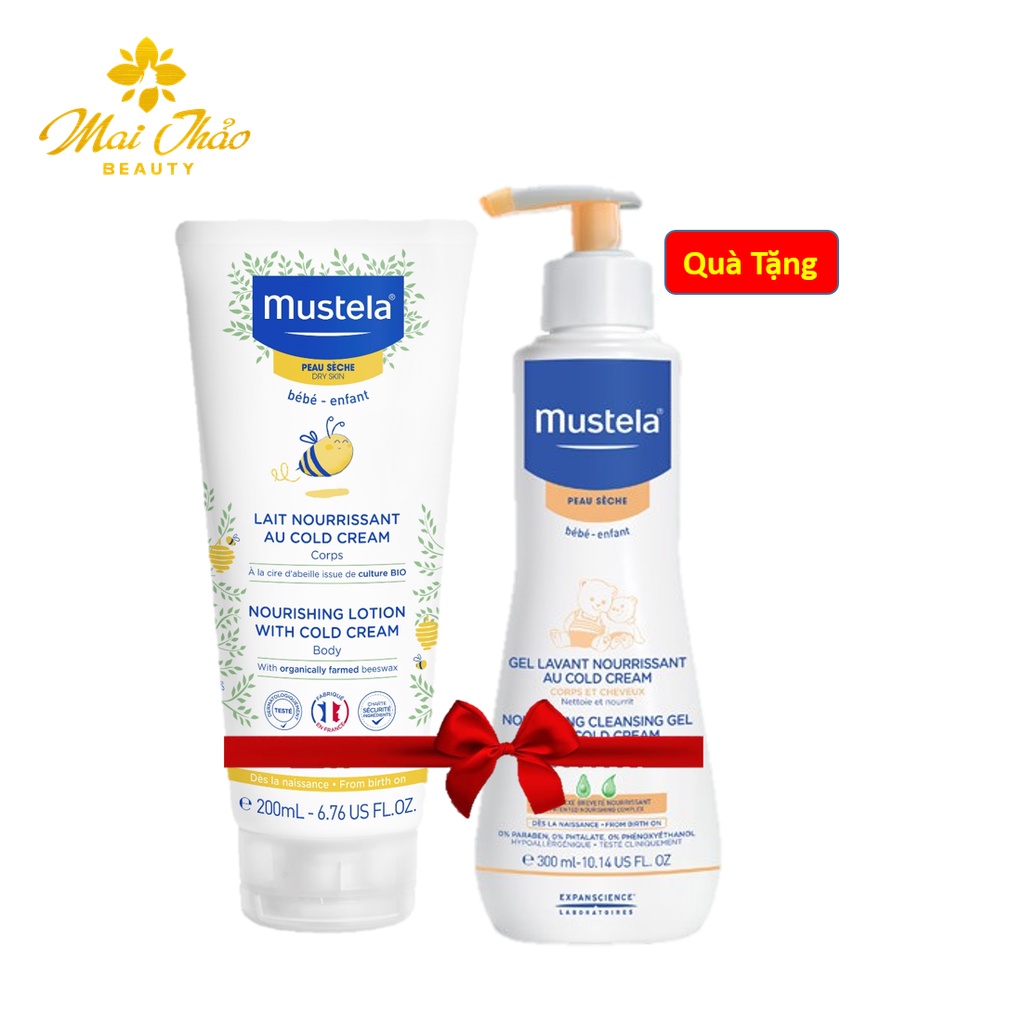 Sữa Dưỡng Da Cho Trẻ Sơ Sinh & Em Bé Mustela Nourishing Lotion With Cold Cream 200ml TẶNG Sữa Tắm 300ml