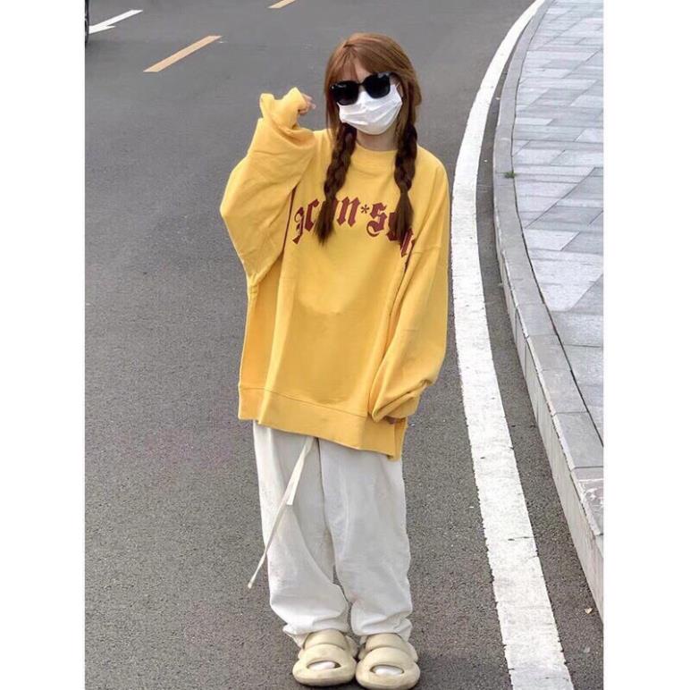 Áo Sweater Nỉ Vàng Unisex Nam Nữ, Áo Cổ Tròn Tay Bồng From Rộng Hàn Quốc( Hàng sẵn)