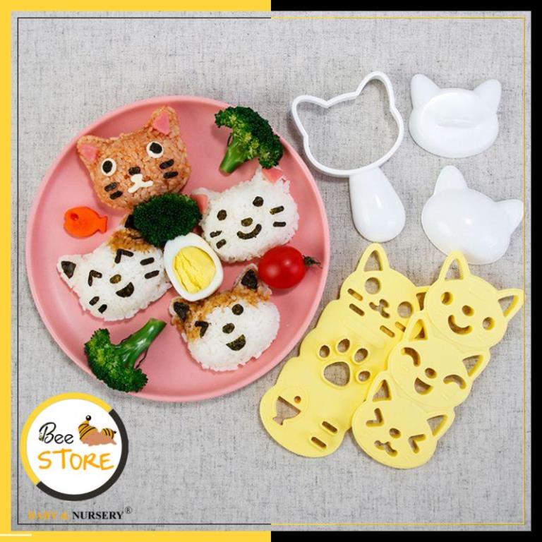 Khuôn Làm Cơm Nắm Hình Mèo Dễ Thương, Khuôn Làm Cơm Bento Cho Bé