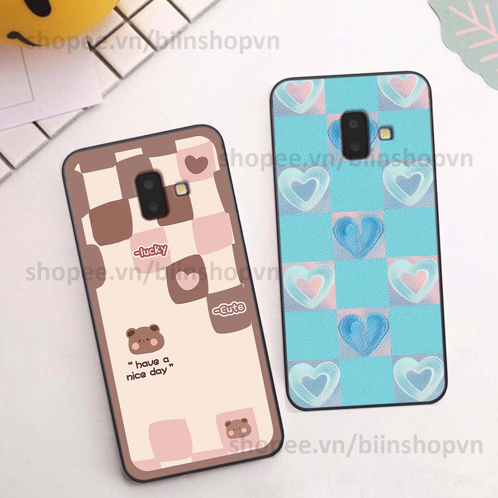 Ốp Samsung J6 2018 / J6 Plus / J6+ caro trái tim nhiều màu sắc, đầy cá tính, khẳng định phong cách