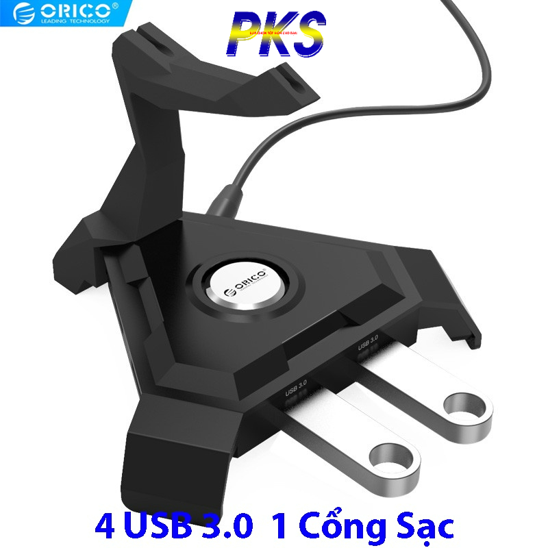 Orico LH4CS Hub 4 cổng USB 3.0 tốc độ cao, 1 cổng sạc 5V 2.4A  kiêm giá để dây chuột - HUB đa năng chính hãng