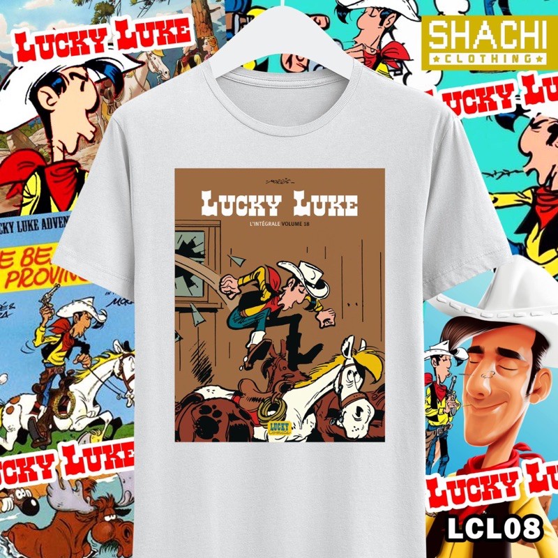 Áo Thun Trắng Họa Tiết Jadul Lucky Luke Comics Lcl08