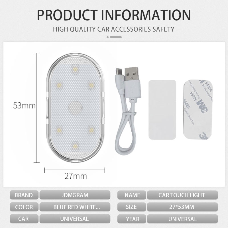 Đèn Led Không Dây Cảm Ứng Siêu Sáng Sạc USB Gắn Trần Xe Hơi đèn xe LED cảm ứng không dây Thông Dụng Đèn Led Không Dây Độ xe hơi có thể tháo rời cảm ứng gắn trần xe hơi trang trí phụ kiện nội thất ô tô