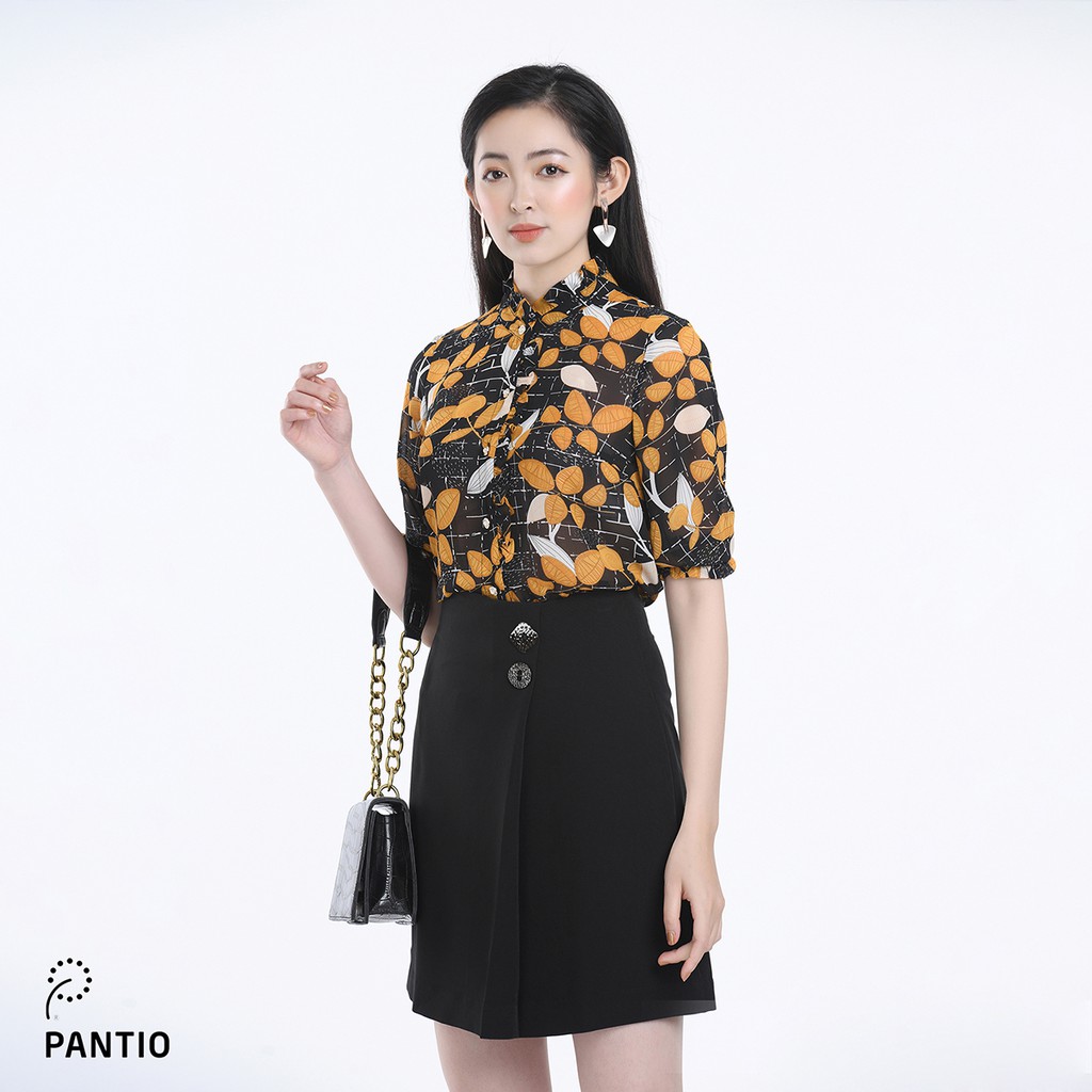 Áo sơ mi lửng tay vải chiffon mỏng dáng suông FAS12570 - PANTIO