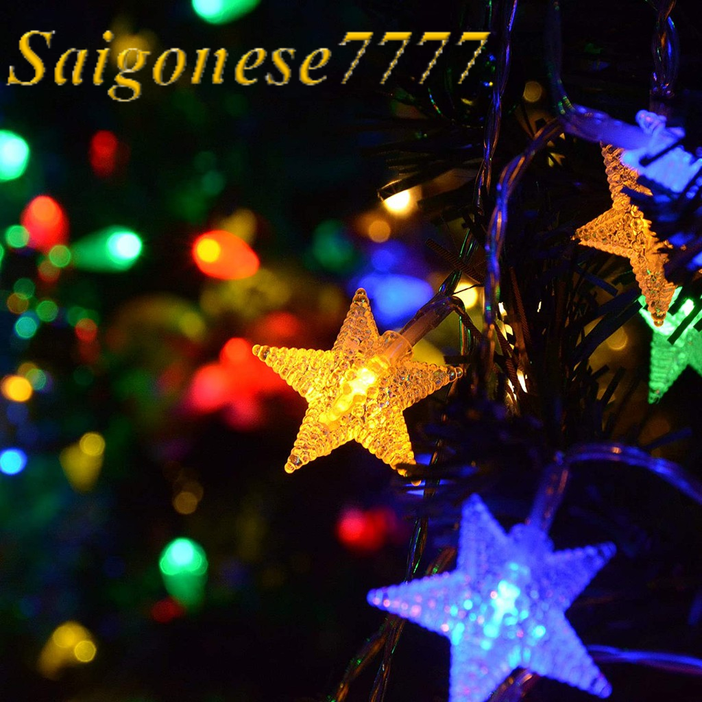 Đèn Led Dùng Pin AA- Dài 6M 40 Bóng Đèn Ngôi Sao May Mắn Chớp Nháy Trang Trí Tiệc Noel Lễ Tết Phòng Ngủ Giá Rẻ