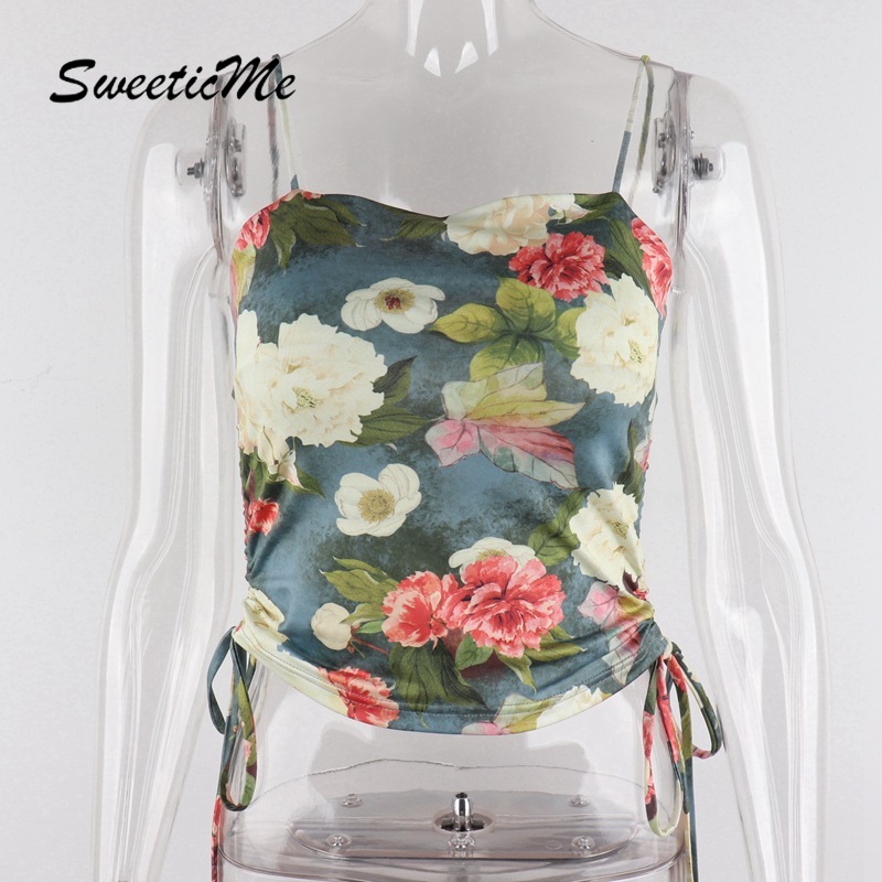 Áo lửng 2 dây in hoa thời trang quyến rũ cho nữ