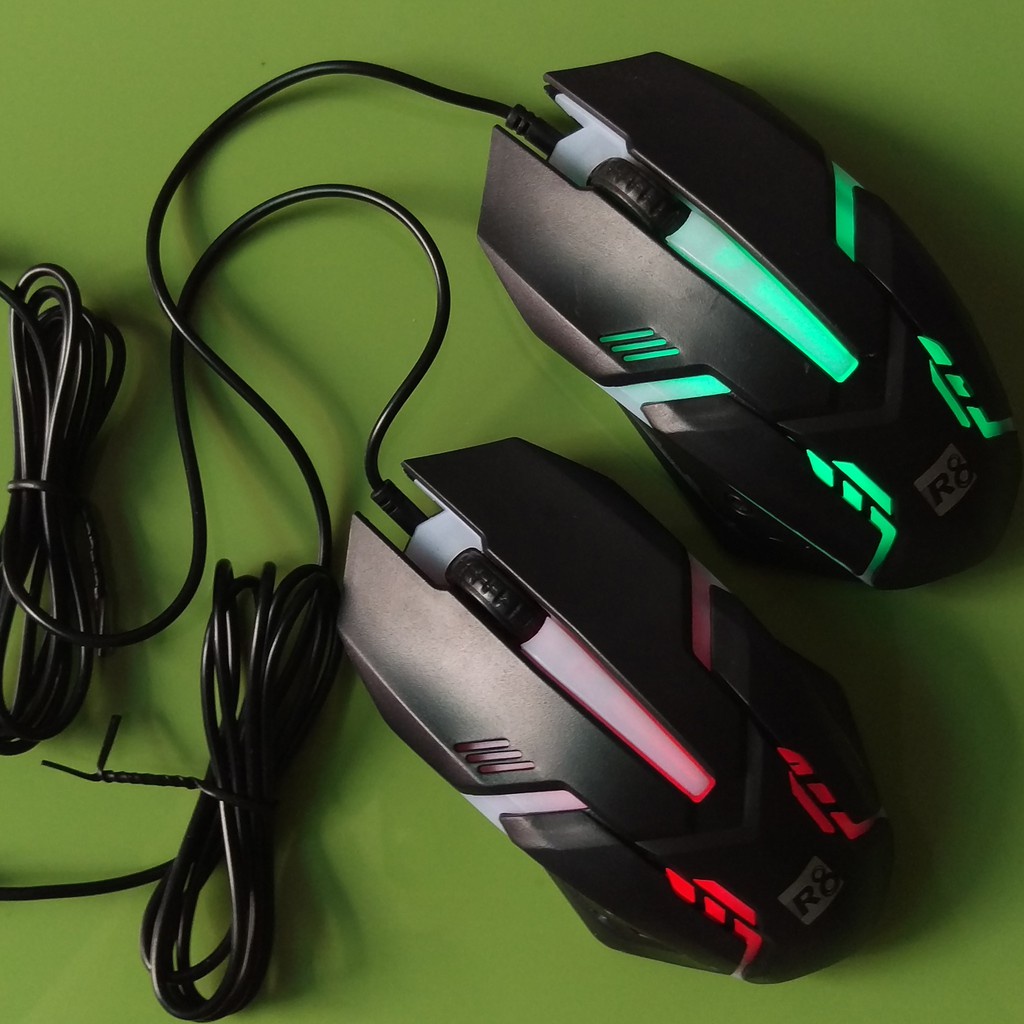 Chuột Game R8 1602/ R8 1608 đèn led đa màu- Lướt Siêu Nhẹ - Chính Hãng 100%, Bảo Hành 12 Tháng