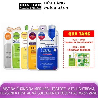 Mặt nạ dưỡng da Mediheal Teatree, Vita Lightbeam, Placenta Revital và Collagen EX Essential Mask 24ml