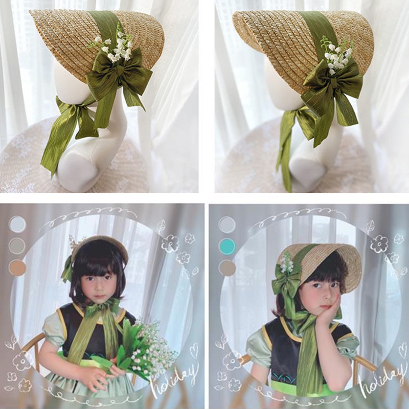 ✿ Mũ Cói Che Nắng Đính Hoa Phong Cách Lolita Thời Trang Đi Biển Cho Nữ