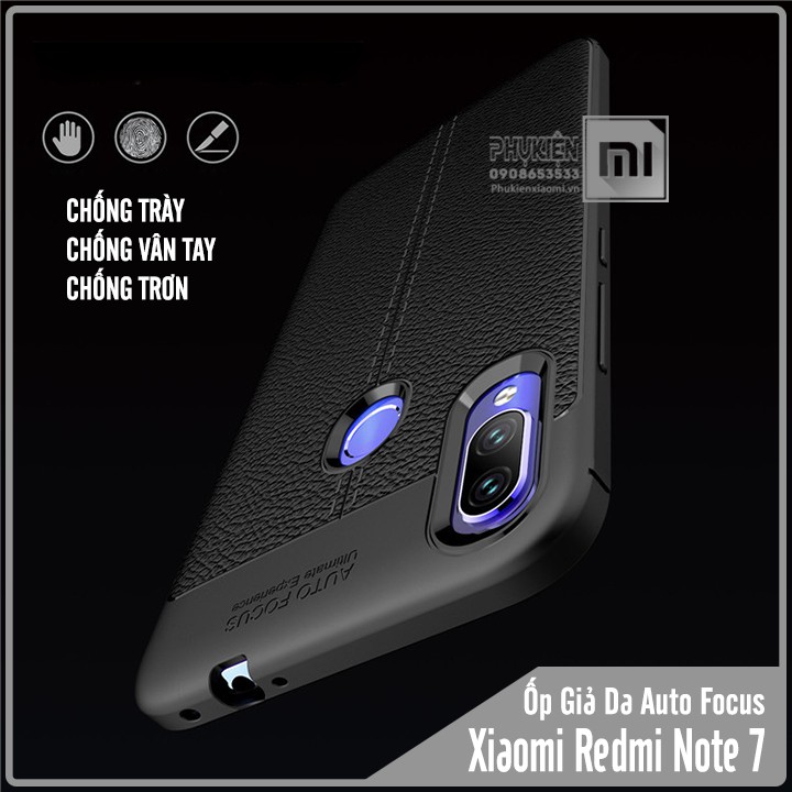 Ốp lưng Redmi note 7/ Redmi note 7 pro/ Redmi note 8 pro Dẻo vân da đen Auto Forcus siêu bền, chống trơn, chống vân tay