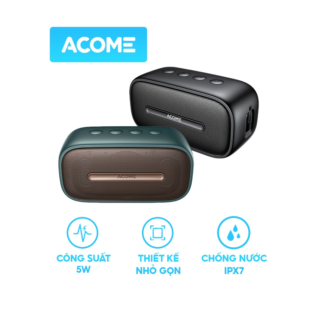 Loa Bluetooth Mini ACOME A8 Công Suất 5W Nhỏ Gọn Tiện Lợi Chống Nước IPX7 Âm Thanh Chất Lượng Cao Bass Mạnh