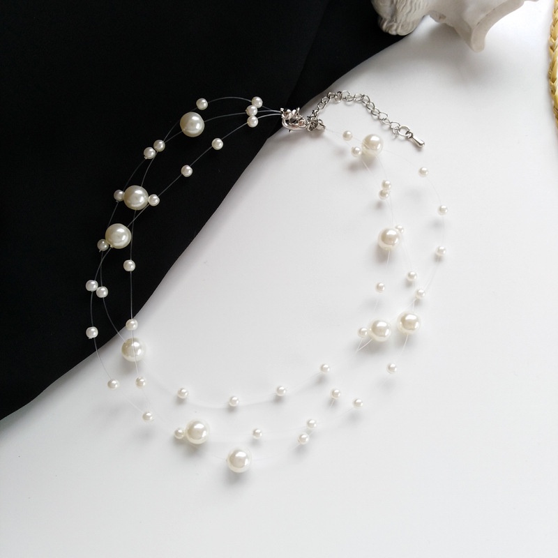 Vòng cổ choker ETRENDY nhiều lớp đính ngọc trai nhân tạo thời trang 2022 mới dành cho nữ