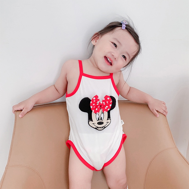 Áo liền quần Tay Ngắn Kèm Nón Họa Tiết Hoạt Hình Đáng Yêu Thời Trang Mùa Hè Cho Bé