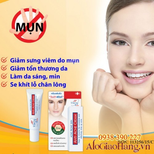 Combo 3 tuýp ANTI ACNE CREAM - KEM MỤN Vin21 với 4 loại hợp chất Kẽm