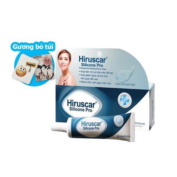 Combo 2 Gel Hiruscar Silicone Pro 4g/tuýp - Tặng gương cầm tay