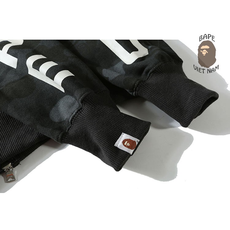 Jacket Bape Shark x NBHD Camo Black fullzip , Áo Hoodie Bape Cá Ngáo