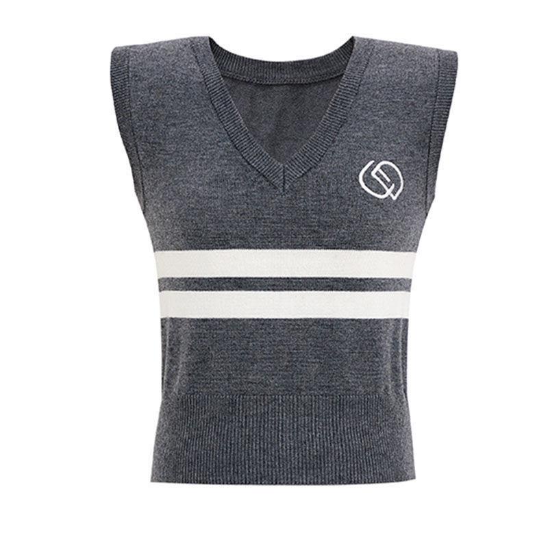 Áo Dệt Kim Hai Dây Thêu Logo Phong Cách Retro Dành Cho Nữ