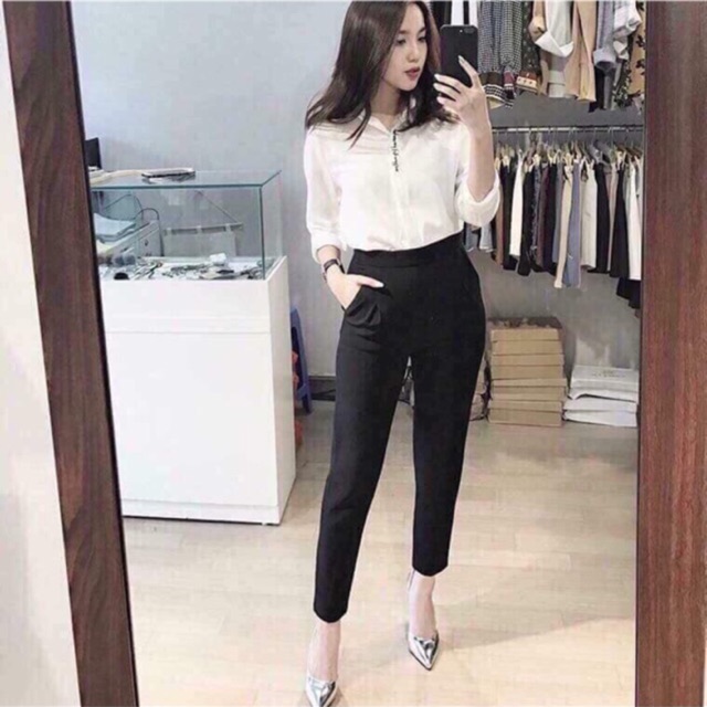 Quần baggy cạp chun sau lưng chất sạn Hàn siêu đẹp