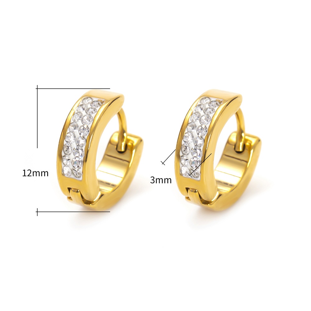 Khuyên Tai Tròn Mạ Vàng 18k Đính Đá 12MM Phong Cách Hiphop Thời Trang