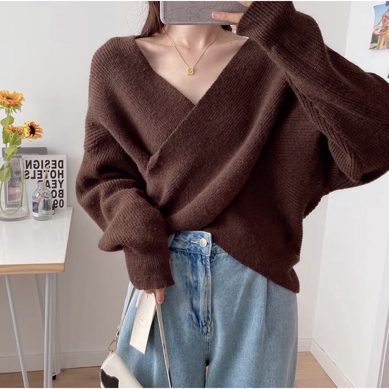 áo len vạt chéo ngực sexy ulzzang - tay dài ấm áp (858#) | BigBuy360 - bigbuy360.vn