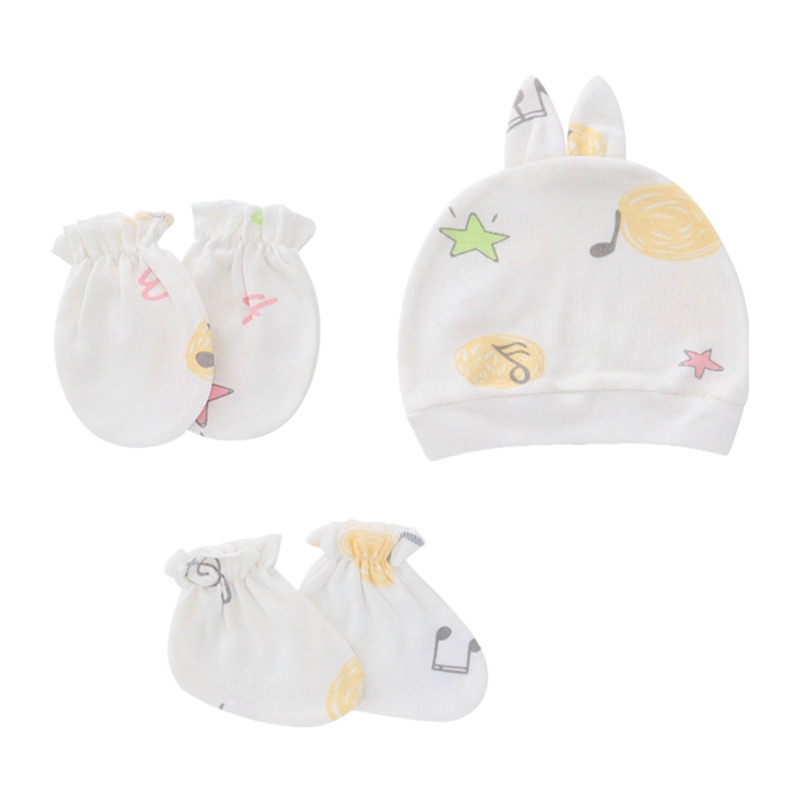 Bộ Găng Tay + Mũ + Vớ Bằng Cotton Mềm Chống Trầy Xước Cho Bé Chụp Ảnh Ban Đêm