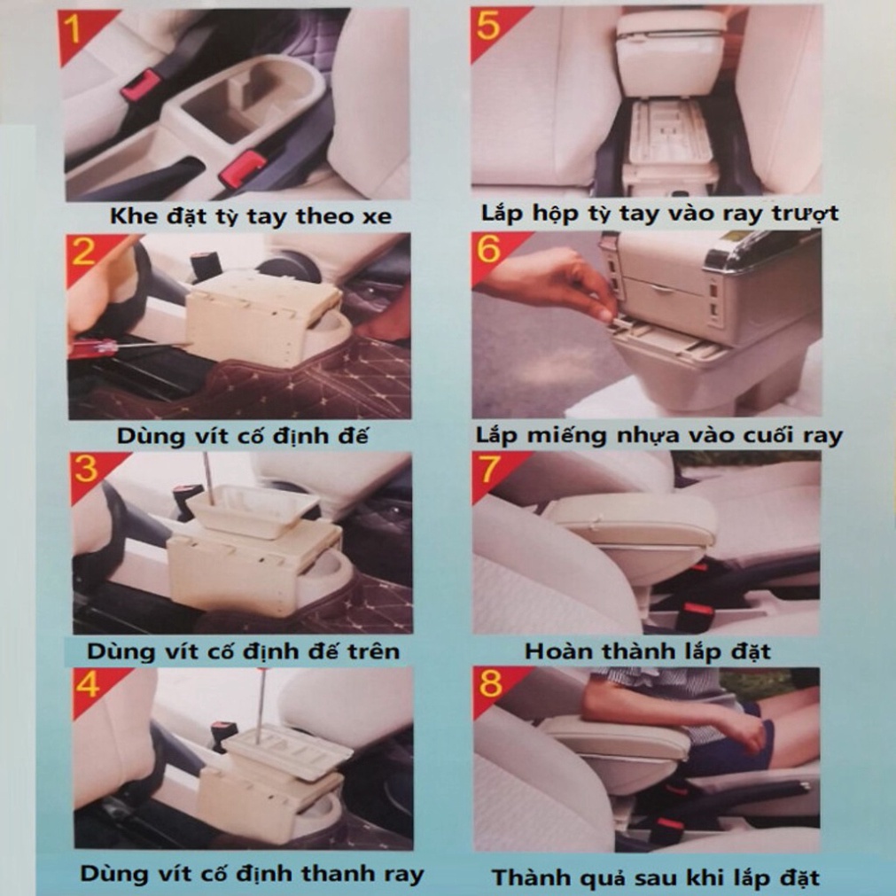 Hộp tỳ tay xe Honda Brio cao cấp tích hợp cổng sạc USB - Bảo hành 12 tháng dự bị