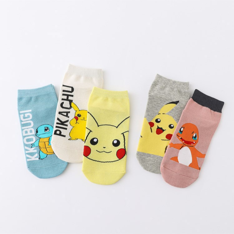 Set 5 Đôi Vớ KokoroCare YQ-01 Ống Ngắn Họa Tiết Pikachu/Fujiya/One Piece Cho Bé Trai/Bé Gái Trên 7 Tuổi 1 Size
