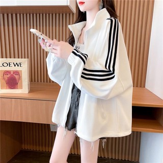 Áo khoác nam nữ thể thao ulzzang 3 sọc 🌸 Áo sweater hoodie nỉ bông kiểu dáng thể thao form rộng unisex K33
