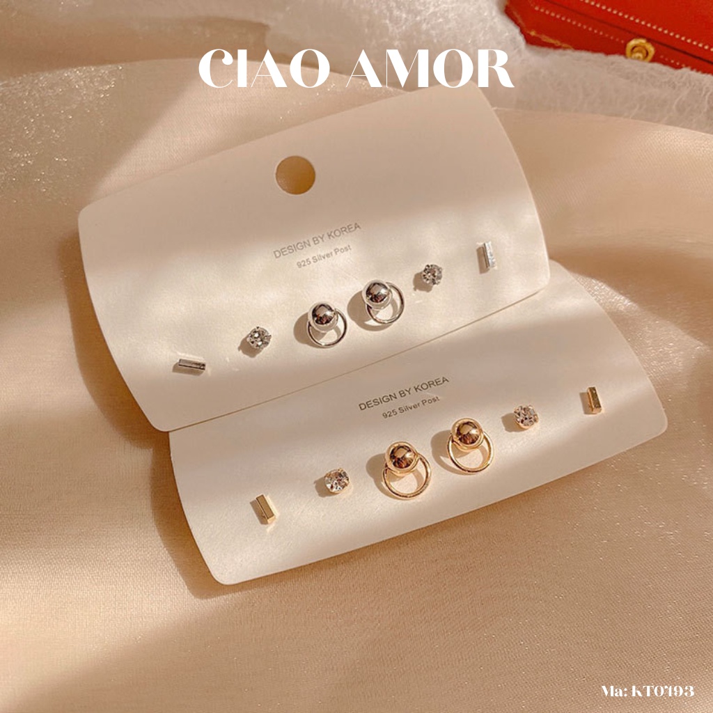 Set khuyên tai nụ vòng S01 đơn giản basic Trang sức Ciao Amor - KT0493