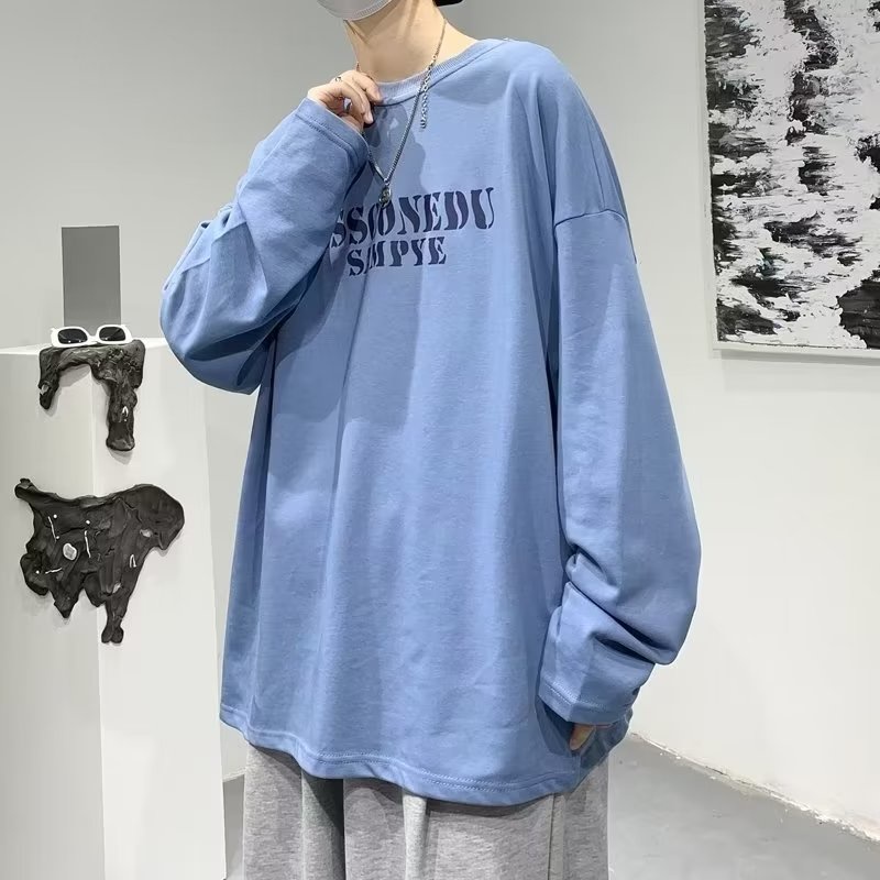 Áo Thun Tay Dài Dáng Rộng In Chữ Phong Cách Hip Hop Nhật Bản Thời Trang Cho Nam Và Nữ Size M-5XL