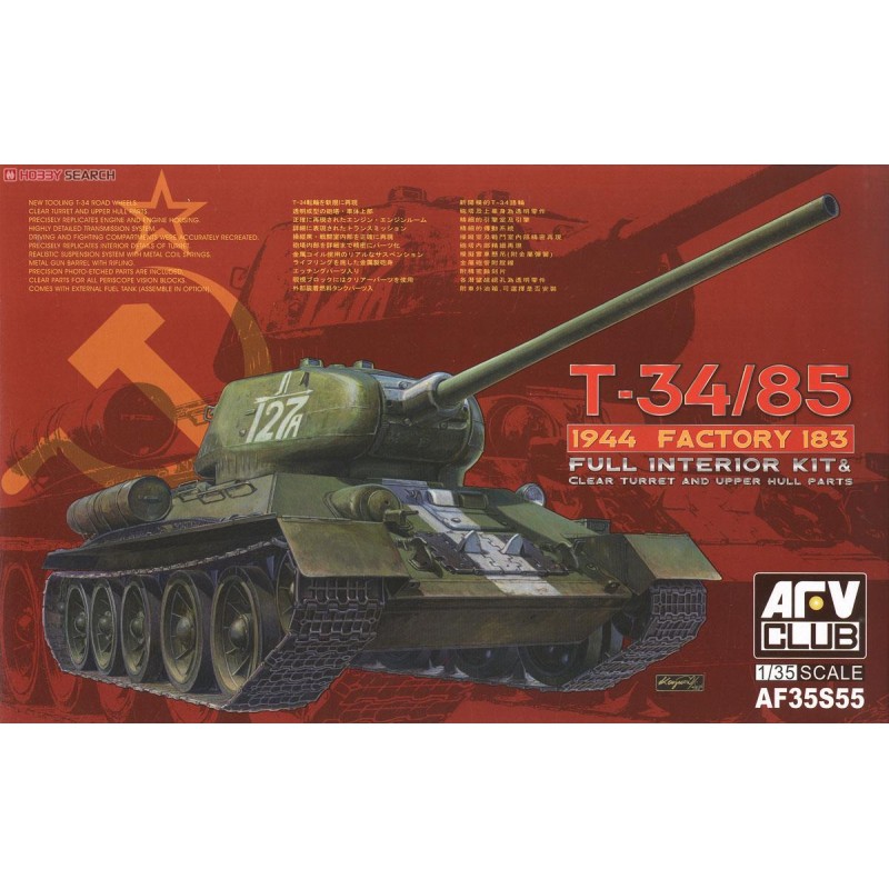 AFV Club 35S55 Mô Hình Xe Tăng 1/35 T-34/85 183 Factory Clear Molding Limited Edition