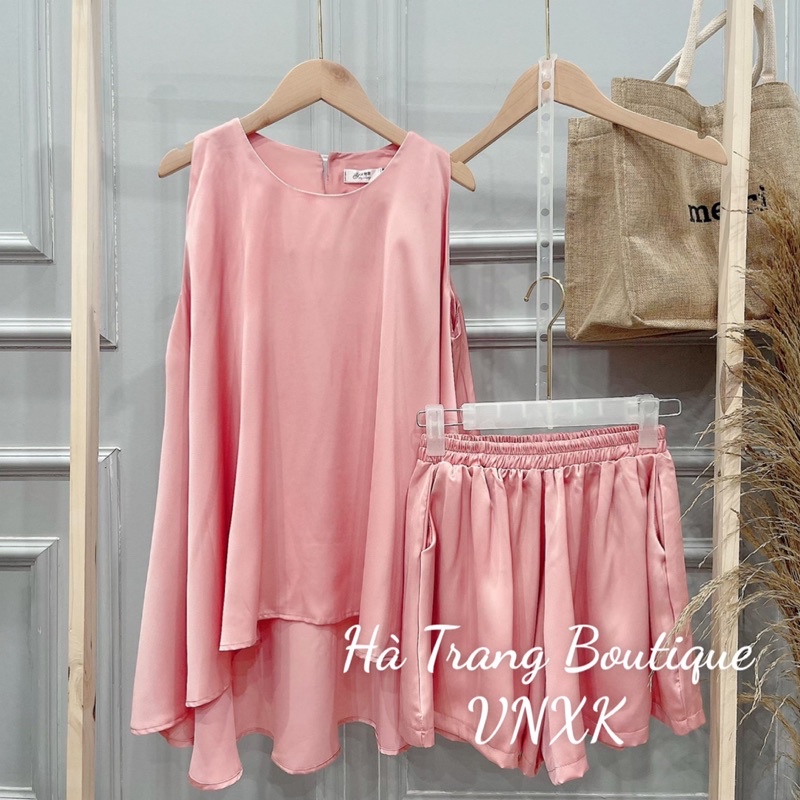Bộ mặc nhà nữ, Chất lụa cao cấp áo yếm tà rộng ( Video thâth sản phẩm, đủ size S M L XL)