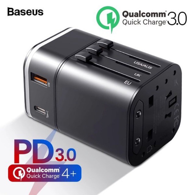 Bộ sạc nhanh du lịch đa năng Baseus Removable 2 in 1 Universal Travel Adapter PPS Quick Charger Edition