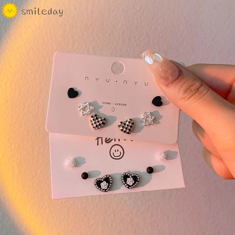 Bông Tai Hình Ngôi Sao/Trái Tim Phối Ngọc Trai Đơn Giản Thời Trang Cho Nữ