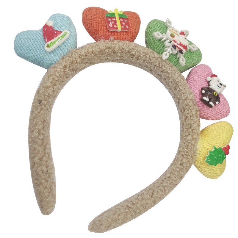 Băng Đô Cài Tóc Vải Lông Hình Trái Tim Hoạt Hình Giáng Sinh Làm Đạo Cụ Chụp