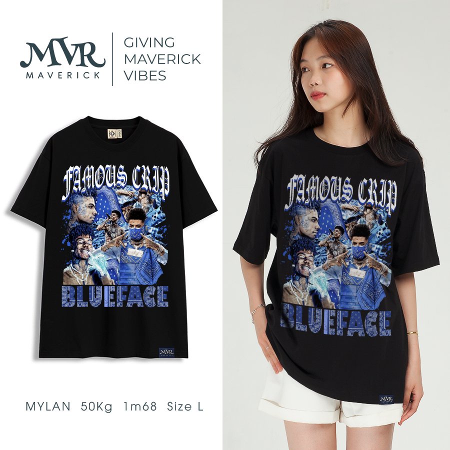 Áo thun hip hop rappers Famous Crid 2022 unisex nam nư phông nữ phong cách đường phố Mỹ xanh MVR BB4308