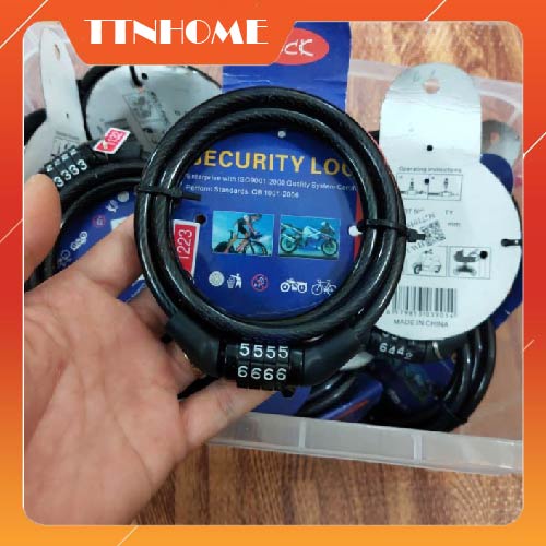 Khoá xe đạp dây xoắn 4 số khóa dây xe đạp thể thao