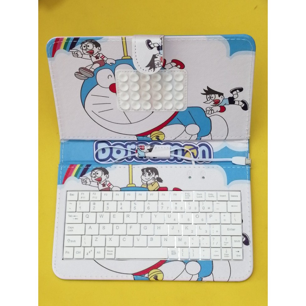 Bao da điện thoại PU tích hợp bàn phím đầu cắm Micro USB cho điện thoại Android 7Inch hình doremon lè lưỡi | BigBuy360 - bigbuy360.vn
