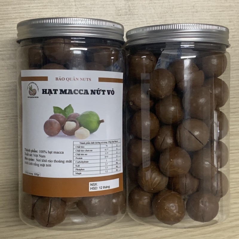 500gr Hạt Macca hạt Mắc ca sấy nứt vỏ BẢO QUÂN size 24-30