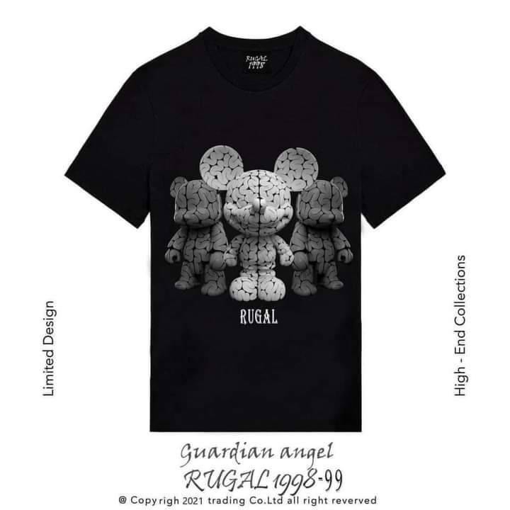 Áo phông nữ in 5d gấu Rugal màu đen. Áo thun tay lỡ Unisex Zadola fashion