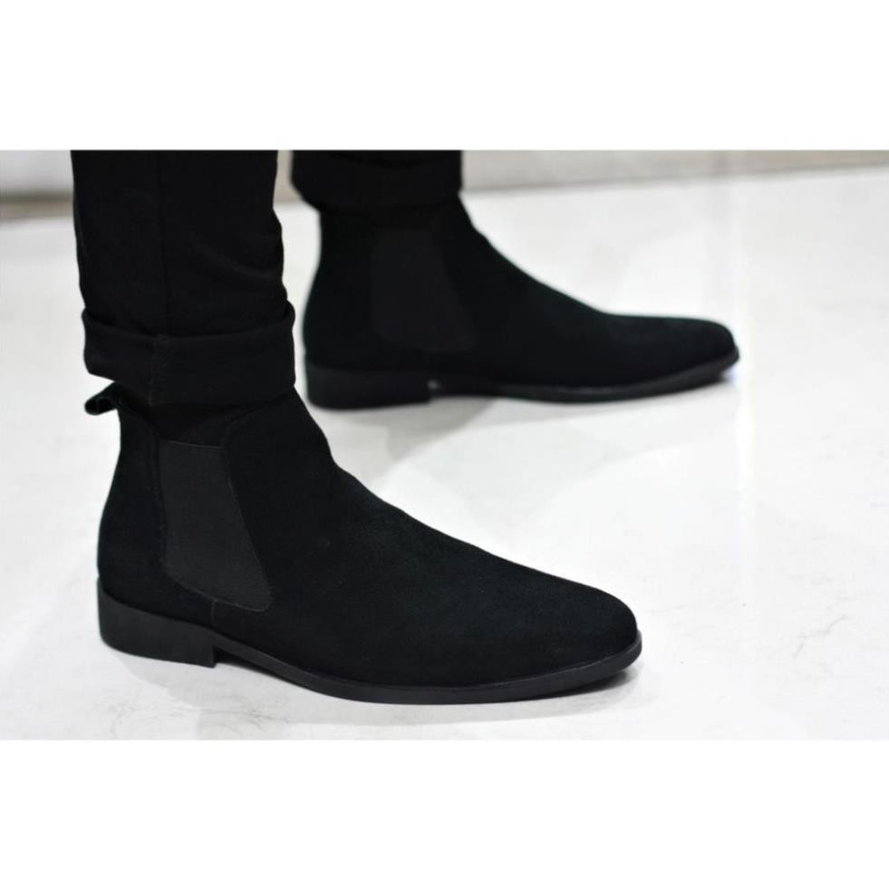 giày chelsea boot cổ cao da bò lộn 4 Màu : Đen - Xám Nhạt - Vàng - Vàng Bò (2H - 56) xa nhanh