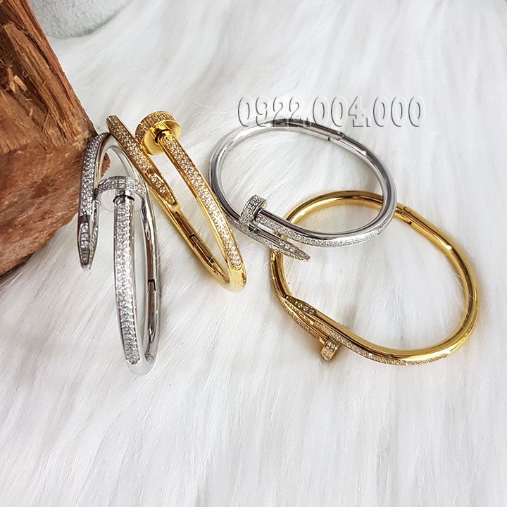 Vòng tay đinh uốn full đá có cả size nam và nữ VZ1818.