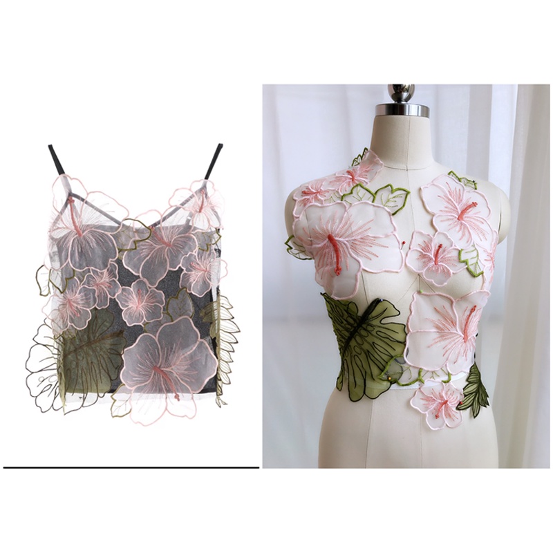 1 Set (5 Miếng) Miếng Vải Ren Thêu Hoa Lớn Màu Hồng Dùng Để Trang Trí Váy Cưới