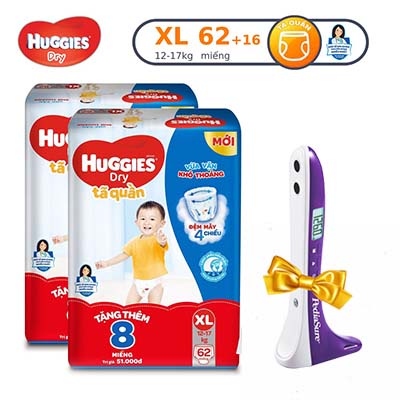 Combo 2 Tã quần Huggies Dry Super Jumbo XL62+8 miếng tặng thước đo chiều cao