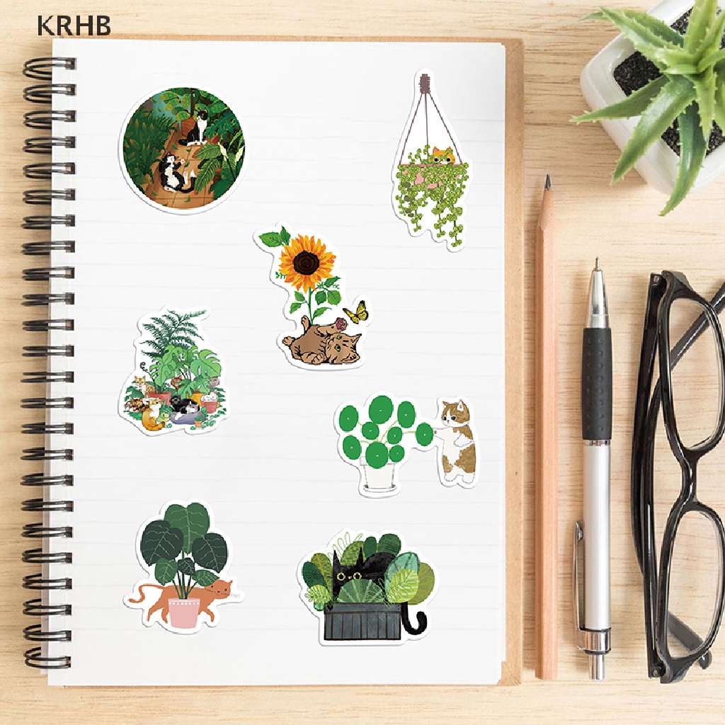 Set 50 Nhãn Dán Graffiti Hình Mèo Hoạt Hình Trang Trí Xe Máy / Va Li / Laptop Mới
