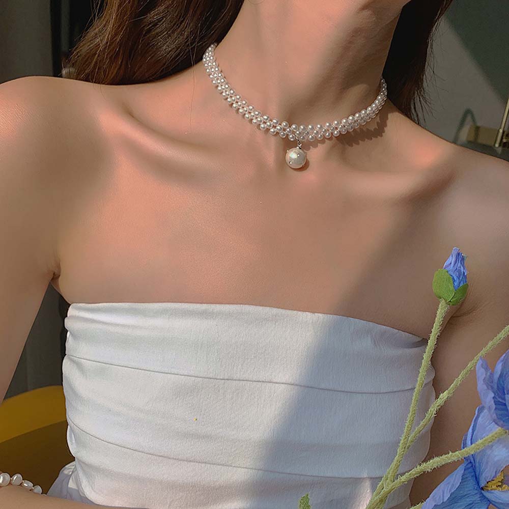 vòng cổ Nữ Đính Ngọc Trai Nhân Tạo Thời Trang