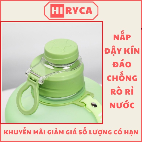 Bình nước tập gym, bình đựng nước thể thao cute đẹp bằng nhựa 2 lít 2 và 1 lít 5 HI.RYCA BN_Gop2.2